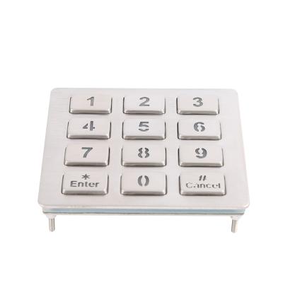 China Access control vandal proof ip65 stainless steel industrial blue numeric lightweight 3x4 keypad for vending machine for sale