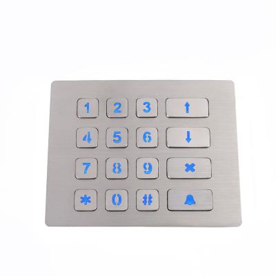 China Access Control Customized 4x4 Led Matrix Illuminated Metal Keypad For Vending Machine for sale