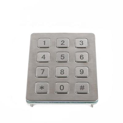 China IP65 Access Control Original Factory Supply Waterproof Matrix Stainless Steel Keypad With 12 Flat Keys for sale