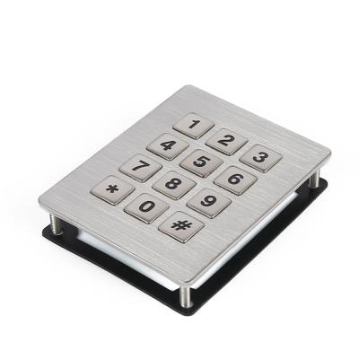 China ATM 3x4 Stainless Steel Keypad Metal Dome Telephone Entry Systems Numeric Keypad for sale