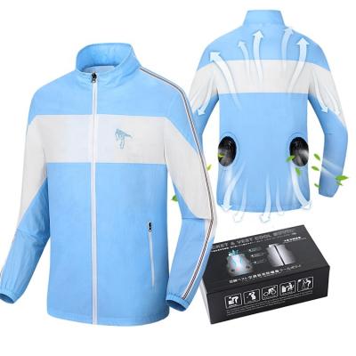 China Men's Sport Raincoat Waterproof Plus Size Zipper Windproof Summer Gym Cooling Running Clothing With Fans Sportswear Jackets for sale