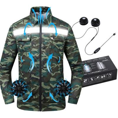 China New Arrival Waterproof Men's Camouflage Long Sleeve Fan Jacket Summer Air Conditioning Cooling Outdoor Work Outwear for sale