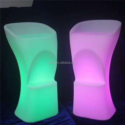 China Plastic Outdoor Tall Bar Table LED Bar Table Sets / Led Light Bar Table And Chairs for sale