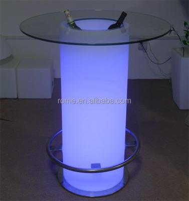 China Waterproof Color Changing Led Cylinder Light Stools / Light Up Bar Table / Led Cylinder Light Bar Table With Ice Cooler for sale