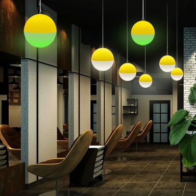 China Residential Creative PE Plastic Different Color OEM Half Ball Lamp Led Hanging Ball Pendant for sale