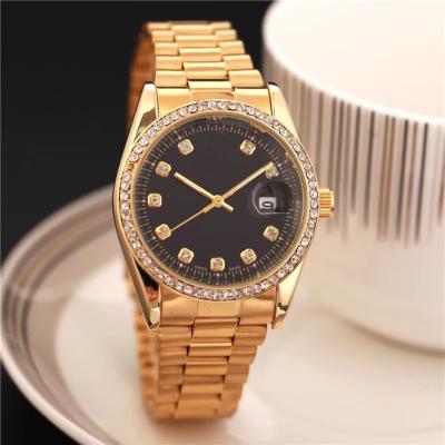 China Fashion\Classic\Business\Sports Three Hands Stainless Steel Watch With Diamond Ring Men And Women Fashion Luxury Calendar 24 Hour Quartz Watch for sale