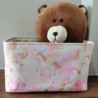 China High Quality Viable Folding Toy Storage Box Organizer Fabric Cotton Canvas Storage Basket with Carry Handles for sale