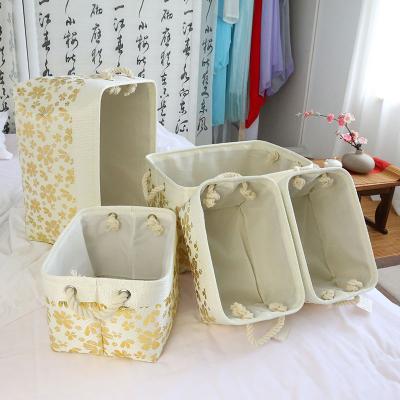 China Rope Classroom Hyacinth Polyester Toys Foldable Feather Pattern Storage Cube Basket Viable Bin Toy Storage /Box for sale