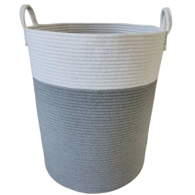 China Sustainable Wholesale XXL Extra Large Cotton Rope Storage Foldable Laundry Basket With Handle for sale