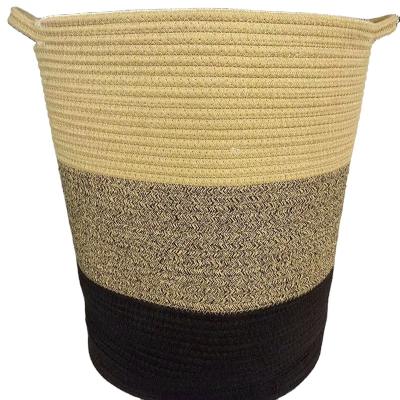 China Extra Large Sustainable Rope Woven Baskets For Storage Cotton Laundry Basket Covers Baby Toys Woven Laundry Basket for sale