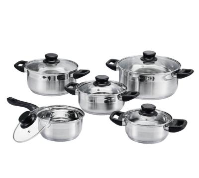 China Sustainable 10pcs Roll and Step Stainless Steel cookware set for sale