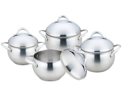 China Sustainable Hot Sale 8pcs Classic Cookware Handle Stainless Steel Cover Cookware Sets Stainless Steel Kitchenware With Lid for sale