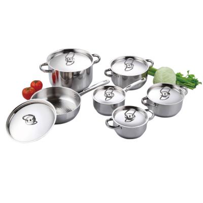 China Sustainable Hot Popular 12pcs Classic Design Friendly Thick Bottom Cookware Sets Stainless Steel Kitchenware With Lid for sale