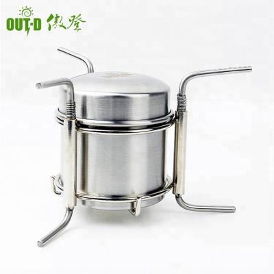 China Rising Stainless Steel Alcohol Liquid Burner Mini Portable Camping Alcohol Stove for sale