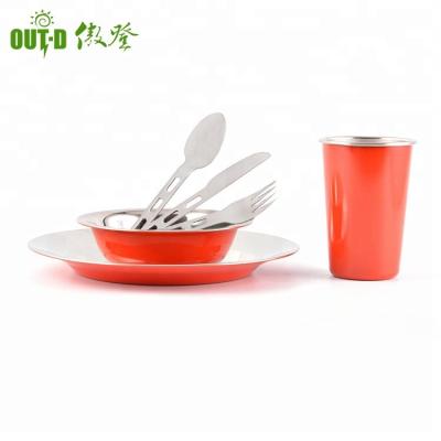 China 1 Person Stainless Steel Tableware Viable Wholesale Set For Camping for sale