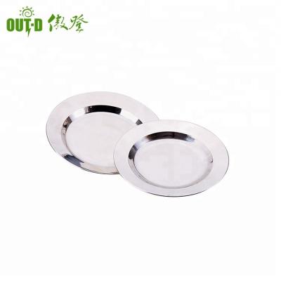 China Sustainable Stainless Steel Dinner Plate Round Tray Food Serving Trays for sale