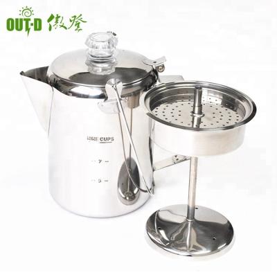 China Sustainable Wholesale Outdoor Camping Coffee Pot Coffee Maker Stainless Steel Coffee Percolator for sale