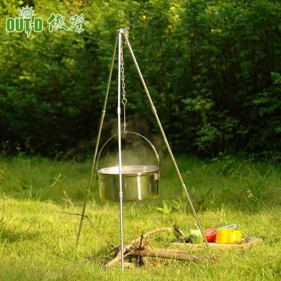 China Portable. Strong load-bearing adjust height aluminum alloy campfire barbecue bbq tripod stand foldable to increase camping for sale