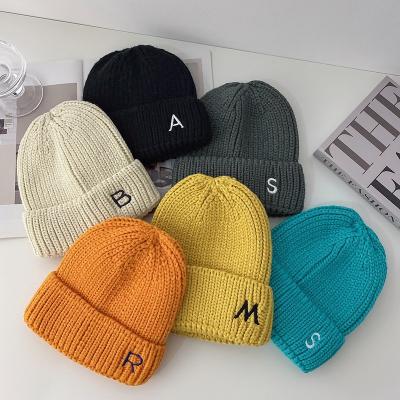 China Wholesale Casual Custom Logo Hat Winter Letter Embroidery Plain White Knitted Beanie Hats 100% Acrylic For Women Men for sale