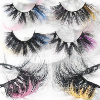 China Newest 16-18MM colors of feather lashes colored eyelash strips lace 25mm blue yellow 3d mink lashes colored eyelashes for sale