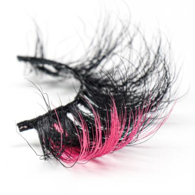 China Wholesale 16-25MM Feather Colors 3d Mink Lashes Seller Length Daily Life Halloween Party Mink Eyelashes Mixed Color Mink Lashes for sale