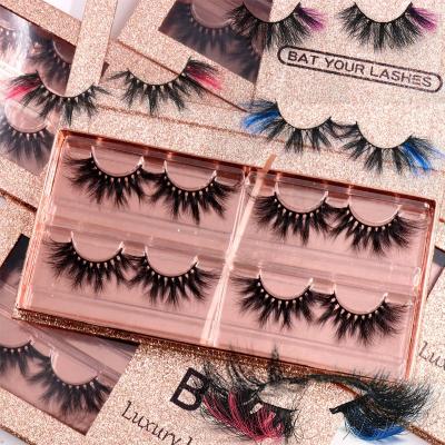 China Wholesale Thick Beauty Supplies Color Lashes 25mm 3d Mink Eyelashes Siberian Mink 25mm Lashes Real With Customize Own Brand Box for sale