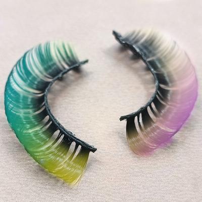 China 2022 Long D Double Density Curl Natural Strip Lashes 3d Mink Color Russian Mink Eyelashes Russian Eyelashes for sale