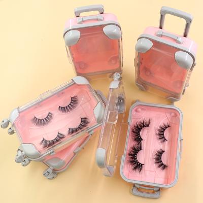 China Feather whips pack in suitcase 2020 3d 25mm mink eyelashes luggage package box HOT suitcase for sale