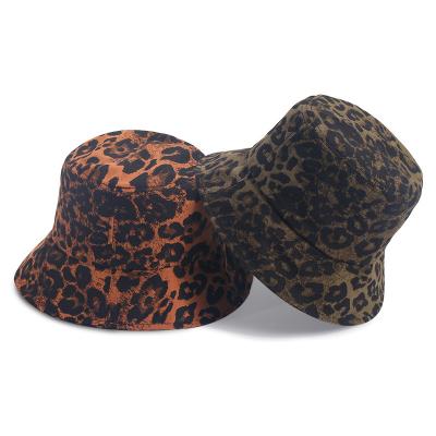 China PPLOVELEE Breathable Comfort Leopard Print Plush Warm Soft Outdoor Bucket Hat For Winter for sale