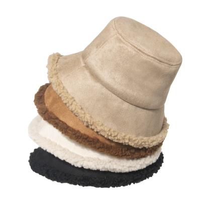 China Outdoor activities black suede fisherman hat women fall/Korean winter version of Chao Joker thickened exposure small warm face basin lamb hat women for sale