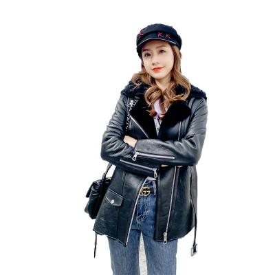 China 2020 New Fur Integrated Jacket Women's Motorcycle Breathable Coat Ladies Long Sleeve Full Skin Winter Women Clothing STREET OEM for sale