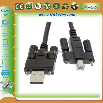 China Mobile Phone 3M USB 2.0 A Plug To B Plug With Locking Screws USB Panel Mount Cable for sale