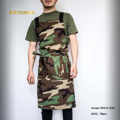 China 2022 High Fashion Drink/Food Camouflage Printing Apron For Men Working Aprons With Pocket Gardening Apron for sale