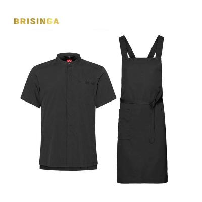 China Drinks/Food Kitchen Aprons Customized Sleeveless Solid Color Apron With T-shirt Working Uniform Suit for sale