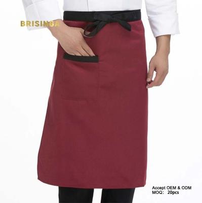 China Half Drinks / Food Apron Workshop GRILL Cotton Kitchen Work Apron Factory Customized Logo Chef for sale