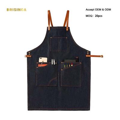 China Handsome Drinks/Food Jeans and Cool Kitchen Work Aprons Custom Apron Bartender Adjustable Size BBQ Customized Denim Aprons Bartender for sale