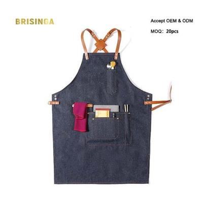 China Bartender Restaurant Drink/Food Denim Apron For Men Cooking Chef BBQ Jean Aprons Customized Bar Bartender Apron for sale