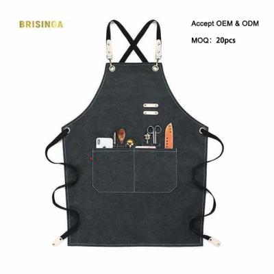 China Drink/Food Washed Canvas Restaurant Cafe Apron Custom Shop Bar Barbecue Apron for sale