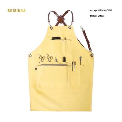 China Custom Professional Grade Adjustable Drinks/Food BBQ Cooking Kitchen Apron Cotton Barber Apron for sale