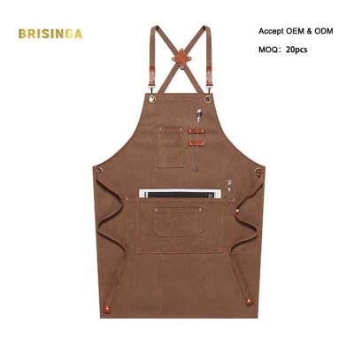 China Drink/Food Logo Long Cotton Cafe Restaurants Printed High Quality Unisex Custom Made Cooking Kitchen Apron for sale