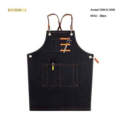 China Custom Washed Drink/Food Style Kids Artist Adjustable Adult Garden Cooking Kitchen Cotton Denim Apron for sale