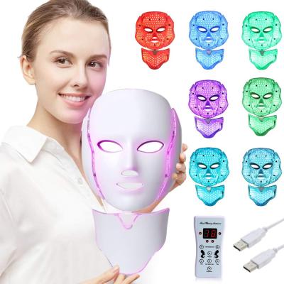 China 7 Led Light Face Mask Therapy Skin Care Blue & Red Light For Acne Photon Mask for sale