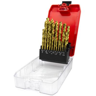 China 25PCS HSS Drill Mild Steel Fully Ground Mild Steel TiN Coated Drills For Drilling for sale