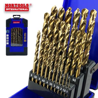 China High Quality Perfect Cut 25PCS HSS E Cobalt M35 Din338 Twist Drill Bit For Metal HSS for sale