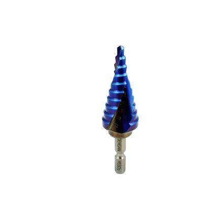 China Metal Drilling HSS Professional Blue Color Changing Shank Spiral Groove Fast Step Drill Bit For Drilling for sale