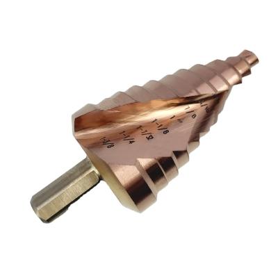 China Professional Metal Drilling HSS Co Coated Round Shank Step Drill For Drilling for sale