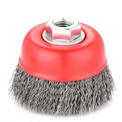 China Angle Grinder 85mm Crimp Cup Wire Brush With Wire For Angle Grinder for sale