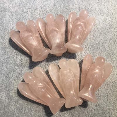 China Wholesale Popular Crystal Angel Quartz Crystal Carving Crafts Natural Rose Healing Rose From China for sale