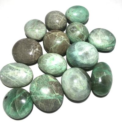 China Wholesale Natural China Green Moonstone Palm Crystal Palm Healing Crystal Stone For Decoration for sale