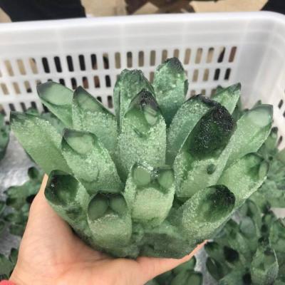 China China Wholesale Natural Green Group Phantom Crystal Ghost Quartz Healing Crystal For Decoration for sale